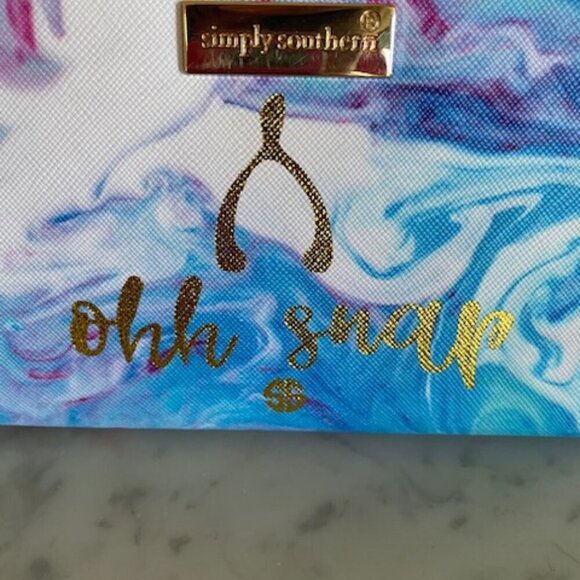 SIMPLY SOUTHERN "ohh snap" Wishbone Marble Blue Pink Purple Print Long W… - Picture 3 of 15